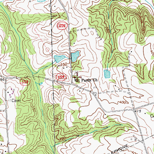 Topographic Map of Saint Pauls Church, NC