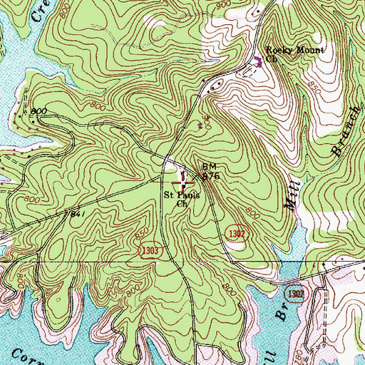 Topographic Map of Saint Pauls Church, NC