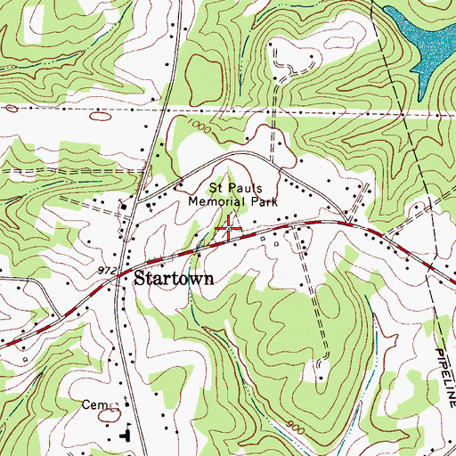 Topographic Map of Saint Pauls Memorial Park, NC