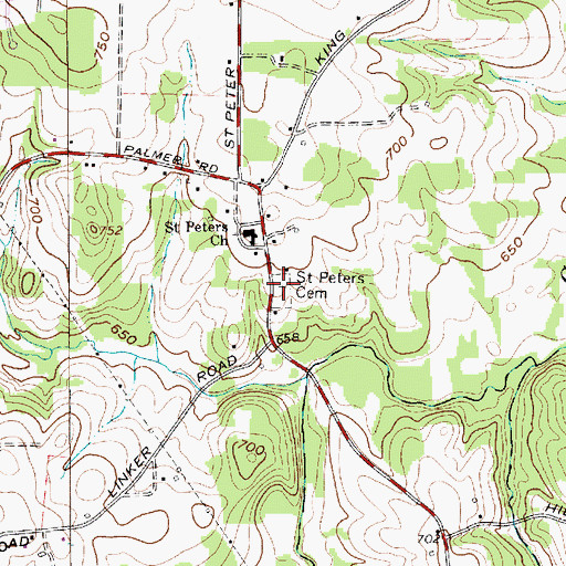 Topographic Map of Saint Peters Cemetery, NC