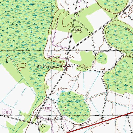 Topographic Map of Saint Peters Church, NC