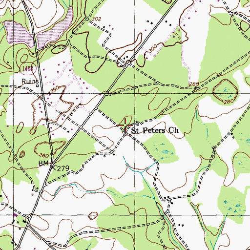 Topographic Map of Saint Peters Church, NC