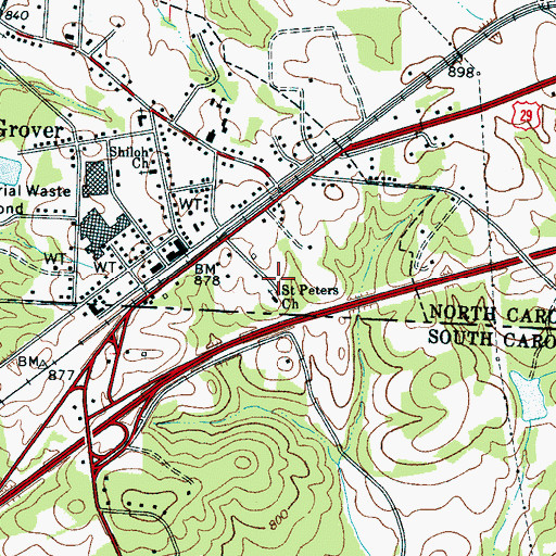 Topographic Map of Saint Peter Baptist Church, NC