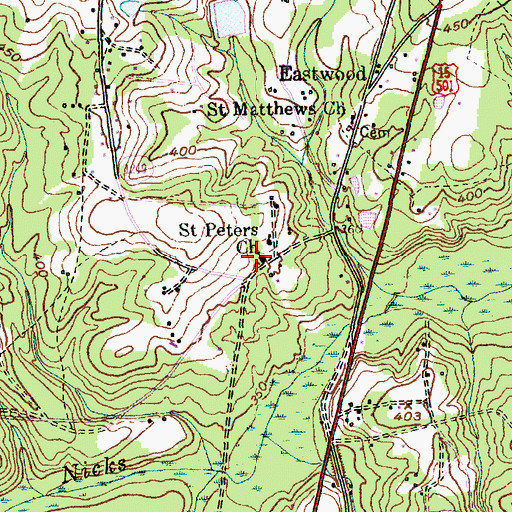 Topographic Map of Saint Peters Church, NC