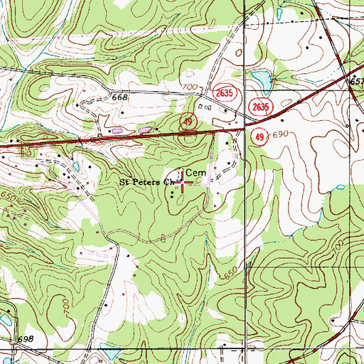 Topographic Map of Saint Peters Church, NC