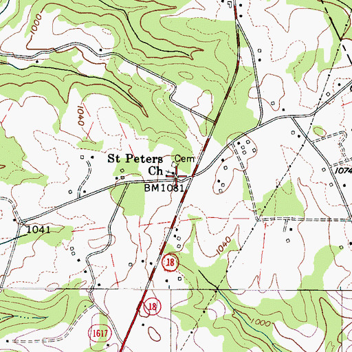 Topographic Map of Saint Peters Church, NC