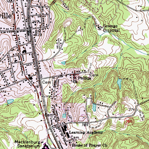 Topographic Map of Saint Phillips Church, NC