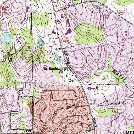 Topographic Map of Saint Raphaels Church, NC