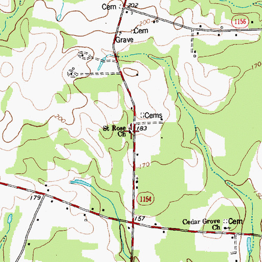 Topographic Map of Saint Rose Church, NC