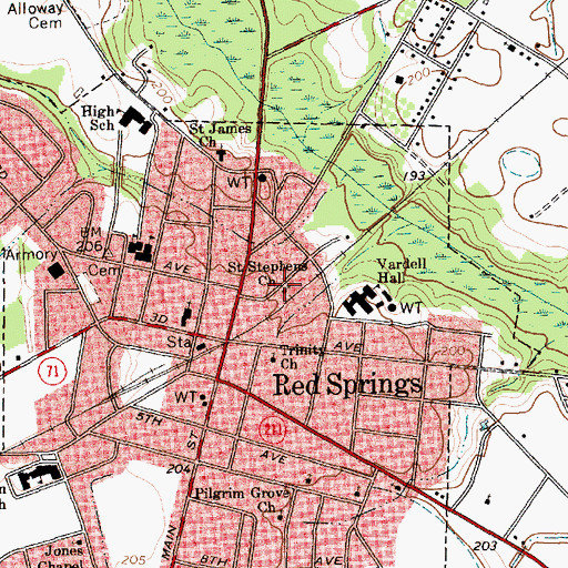 Topographic Map of Saint Stephens Church, NC