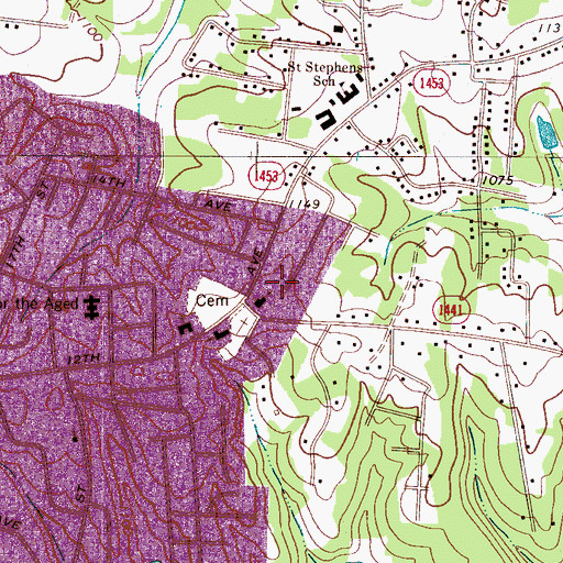 Topographic Map of Saint Stephens Lutheran School, NC