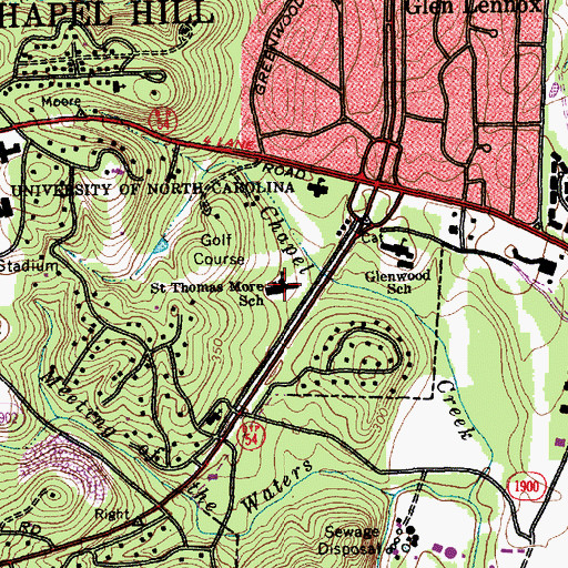 Topographic Map of Saint Thomas More School, NC