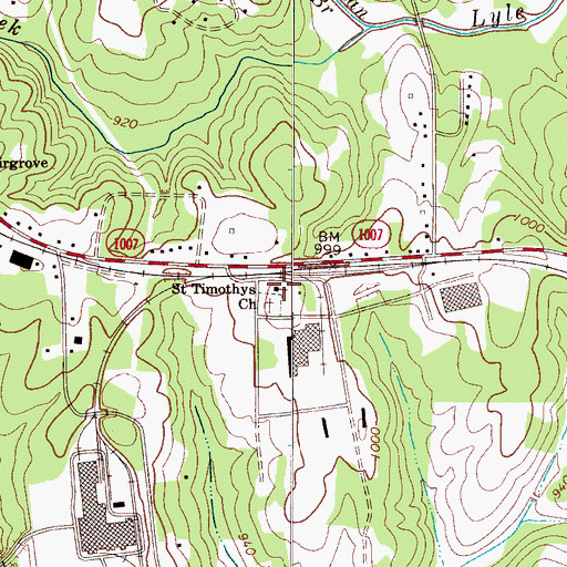 Topographic Map of Saint Timothys Church, NC