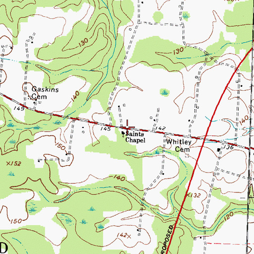 Topographic Map of Saints Chapel, NC