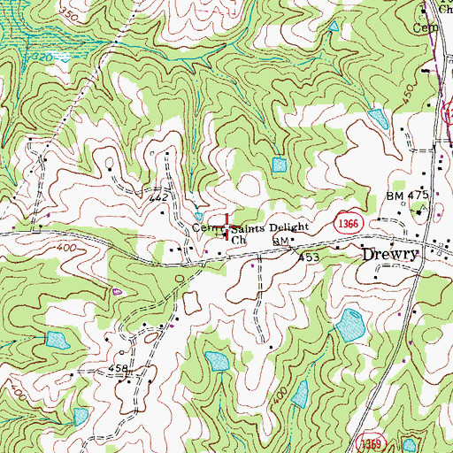 Topographic Map of Saints Delight Church, NC