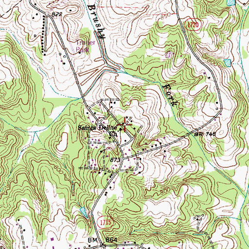 Topographic Map of Saints Delite Church, NC