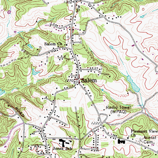 Topographic Map of Salem, NC