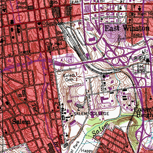 Topographic Map of Salem Cemetery, NC