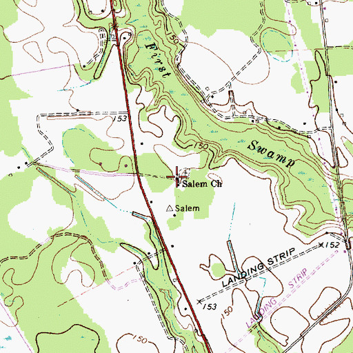 Topographic Map of Salem Church, NC