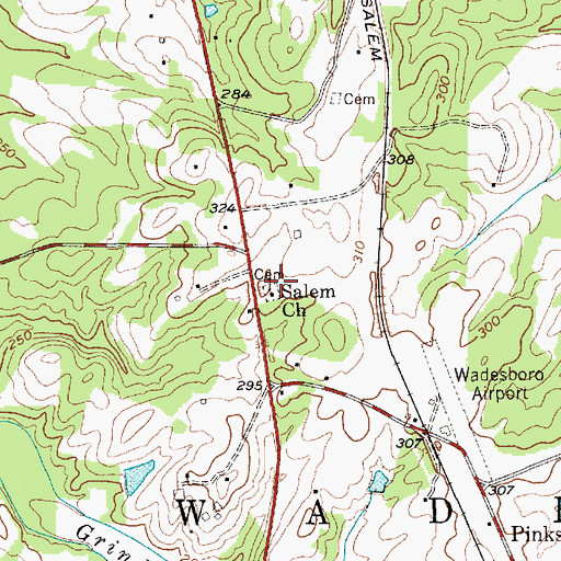 Topographic Map of Salem Church, NC