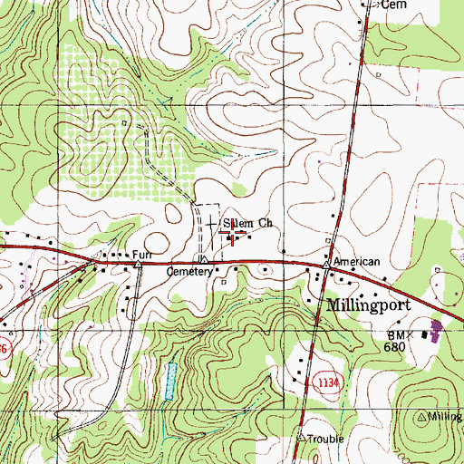 Topographic Map of Salem Church, NC