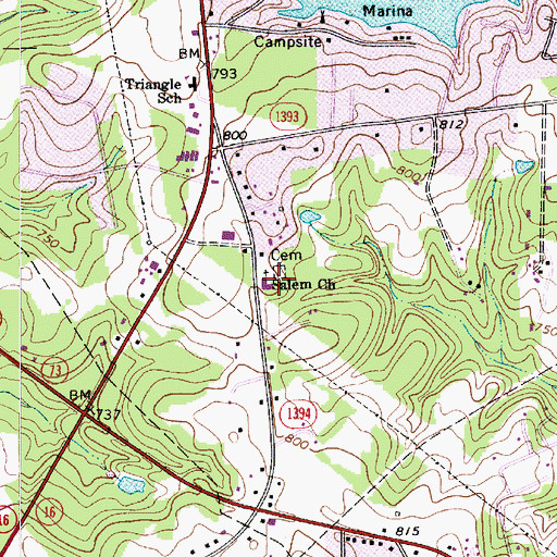 Topographic Map of Salem Church, NC