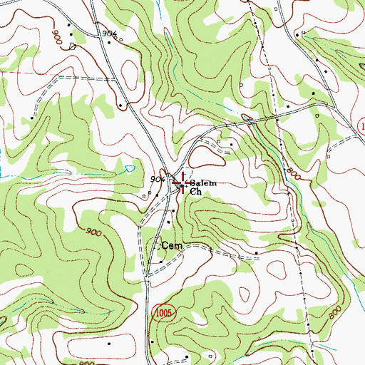 Topographic Map of Salem Church, NC