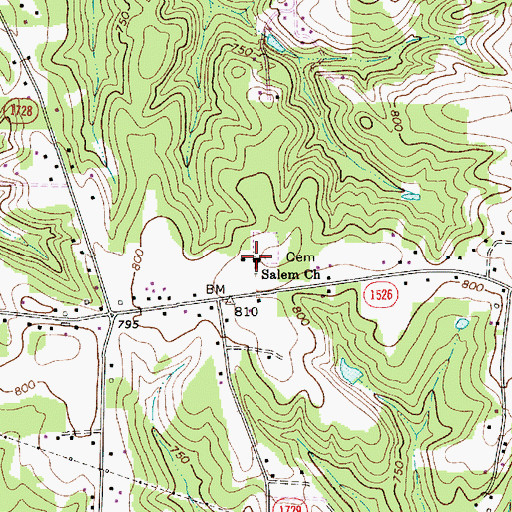 Topographic Map of Salem Church, NC