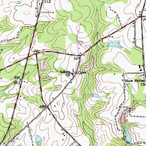 Topographic Map of Salem Church, NC