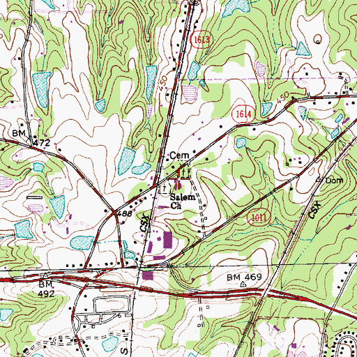 Topographic Map of Salem Church, NC