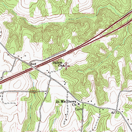 Topographic Map of Salem Church, NC