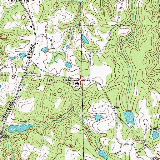 Topographic Map of Salem United Methodist Church, NC