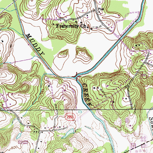 Topographic Map of Salem Creek, NC