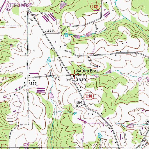 Topographic Map of Salem Fork Cemetery, NC