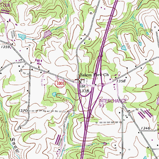 Topographic Map of Salem Fork Baptist Church, NC