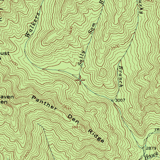 Topographic Map of Sally Sam Branch, NC