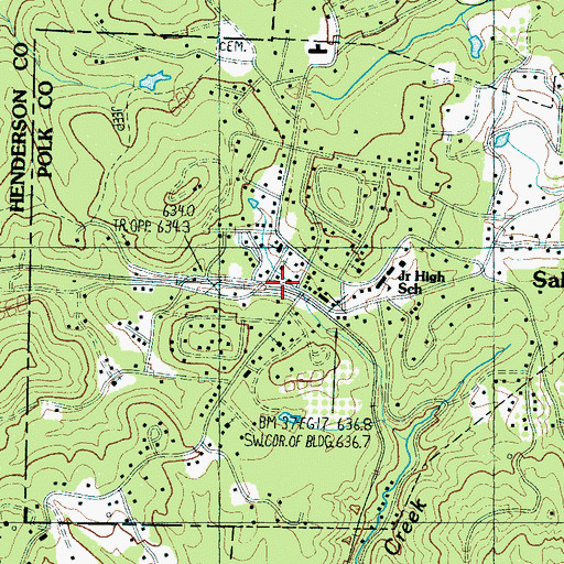 Topographic Map of Saluda, NC