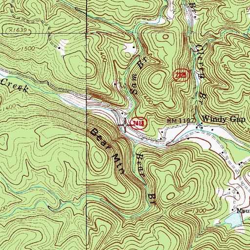 Topographic Map of Sam Branch, NC