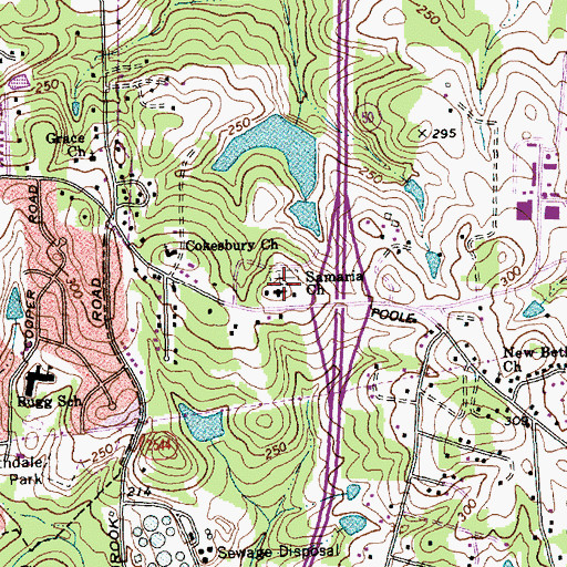 Topographic Map of Samaria Church, NC