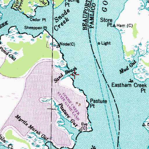 Topographic Map of Sand Beach Creek, NC