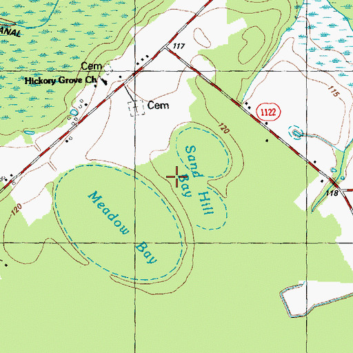 Topographic Map of Sand Hill Bay, NC