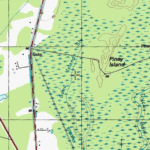 Topographic Map of Sand Island Slough, NC