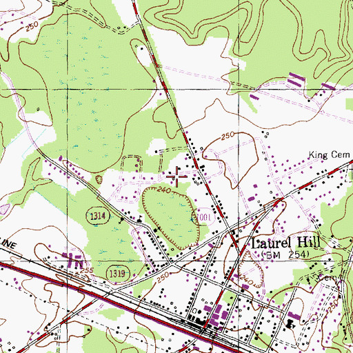 Topographic Map of Sanders Cemetery, NC