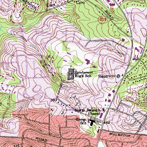 Topographic Map of Sanderson High School, NC