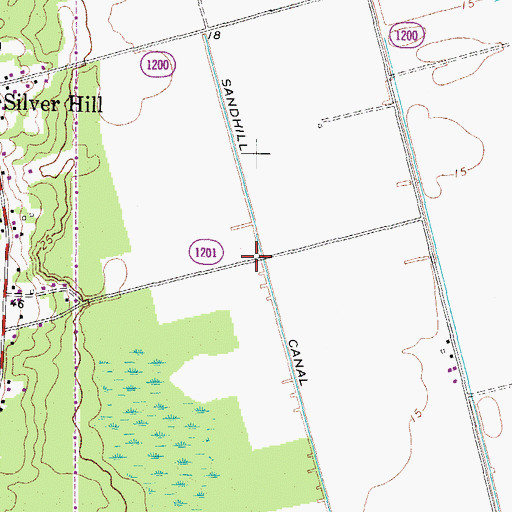 Topographic Map of Sandhill Canal, NC