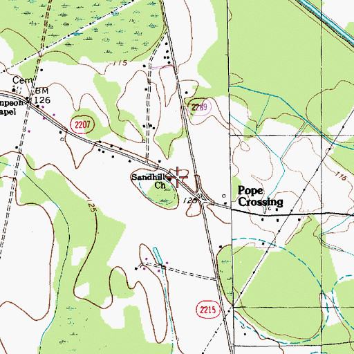 Topographic Map of Sandhill Church, NC