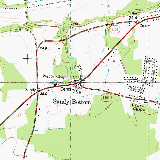 Topographic Map of Sandy Bottom, NC