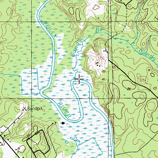 Topographic Map of Sandy Branch, NC
