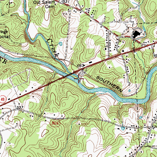 Topographic Map of Sandy Creek, NC