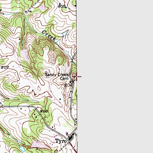 Topographic Map of Sandy Creek Cemetery, NC